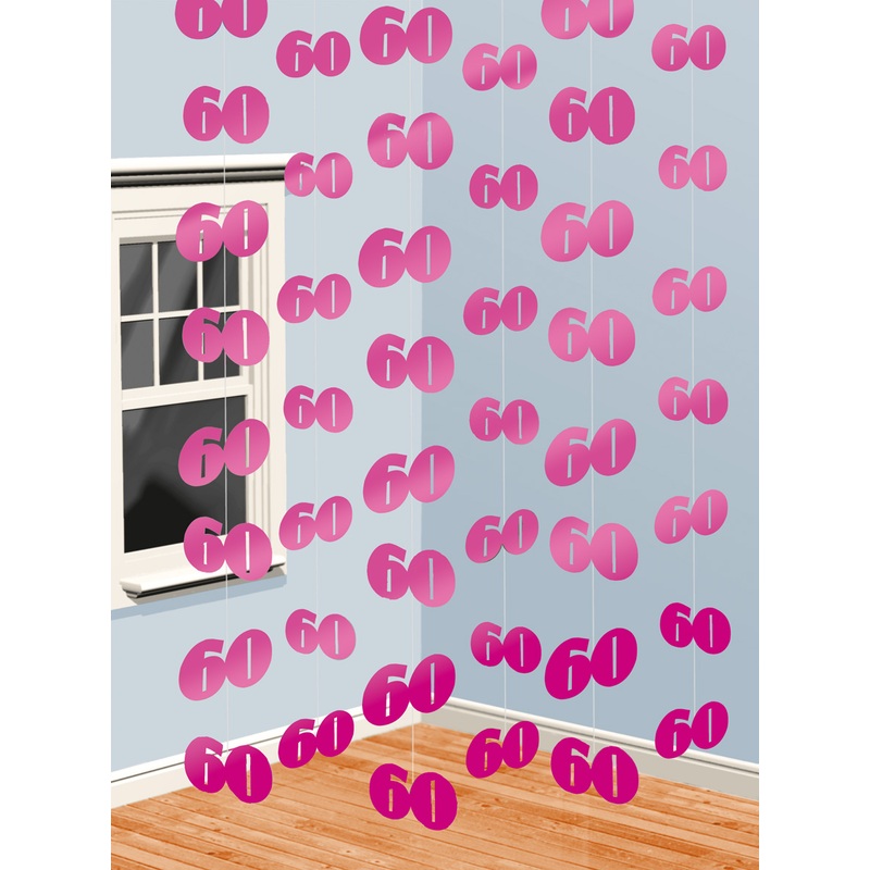 60th Celebration hanging decoration pink 210cm