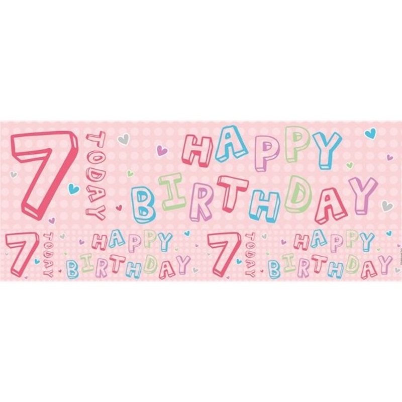 7th birthday foil banner pink 2.6m