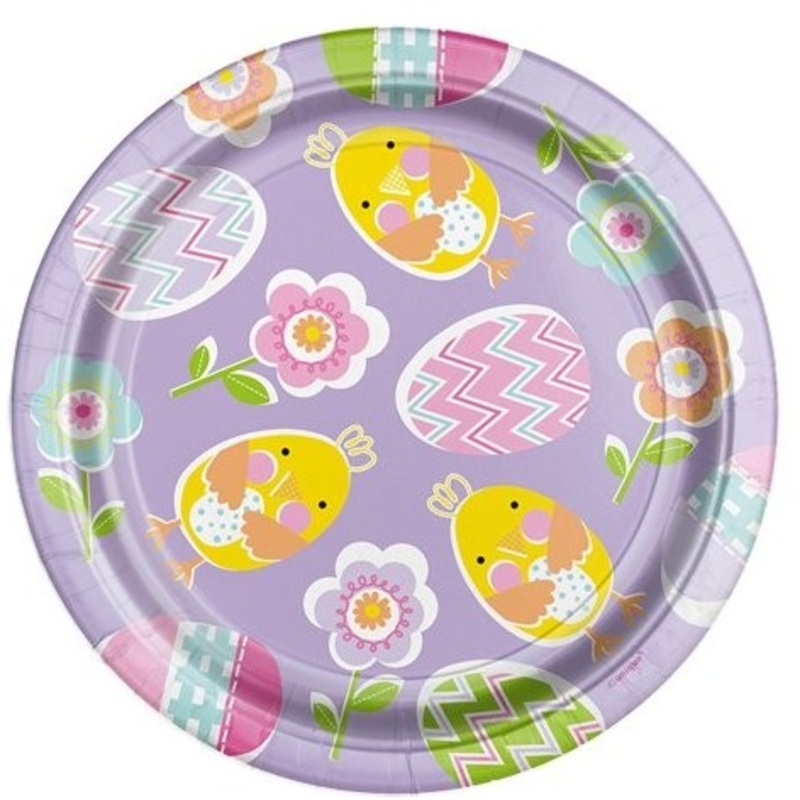 8 Happy Easter paper plates 17cm