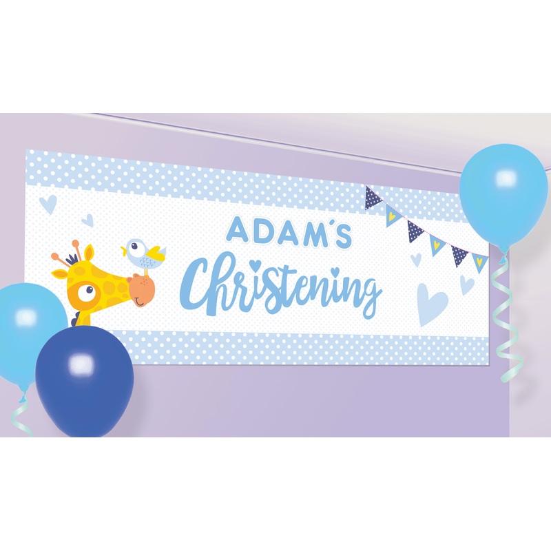 Christening Day banner blue 1.2mx 45cm