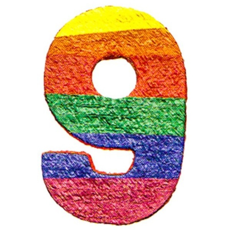 Colorful number 9 pinata 38 x 53cm