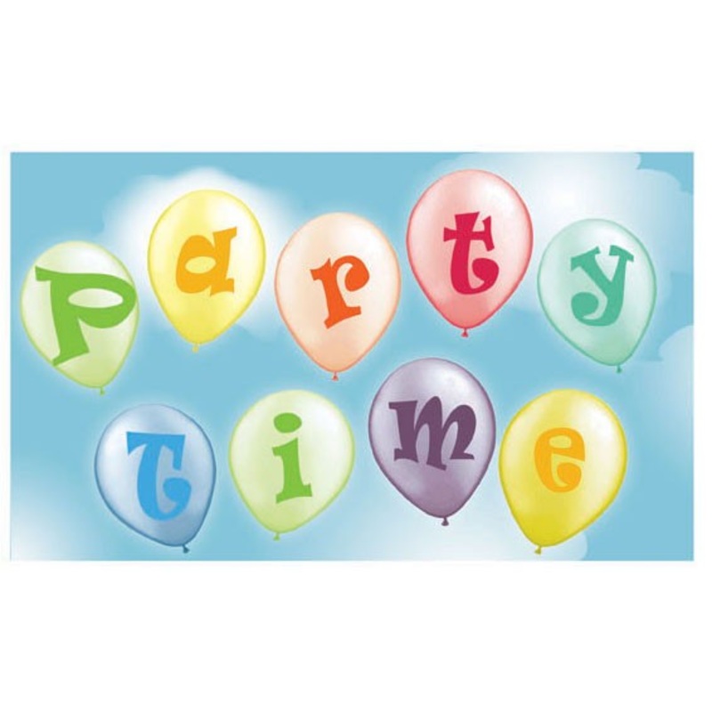 Colorful party time party flag 150 x 90cm