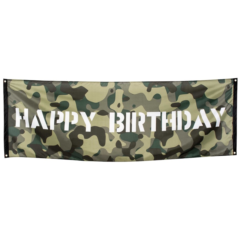 Happy birthday banner in camouflage pattern