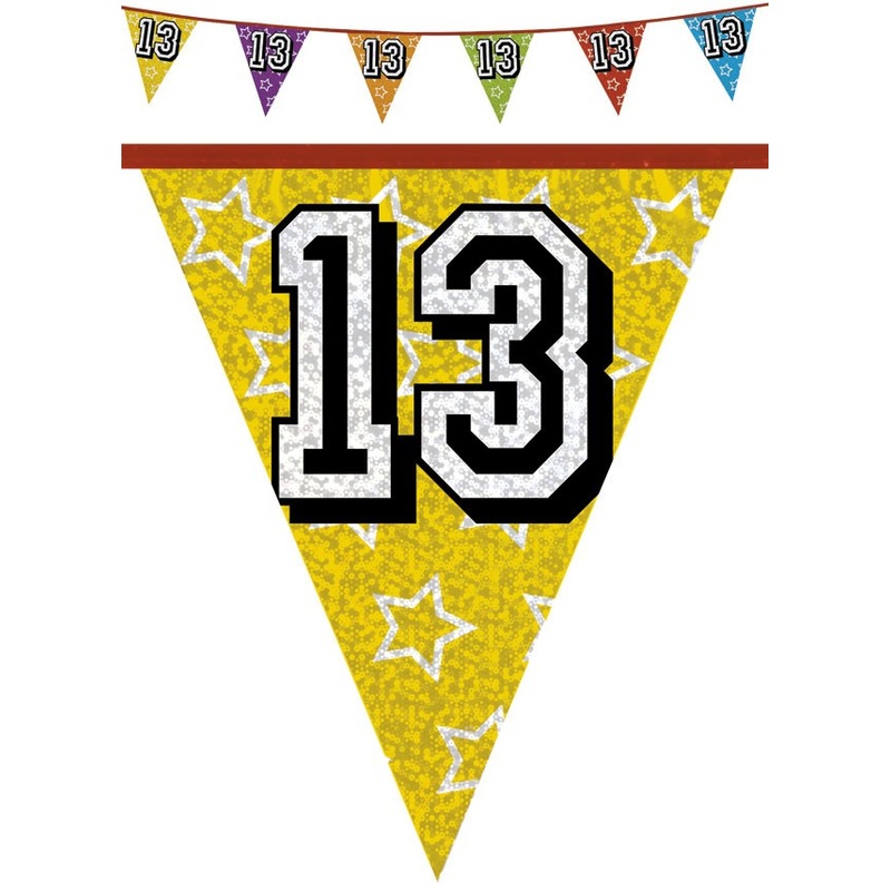 Holographic pennant chain 13 colored 8m