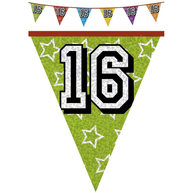 Holographic pennant chain 16 colored 8m