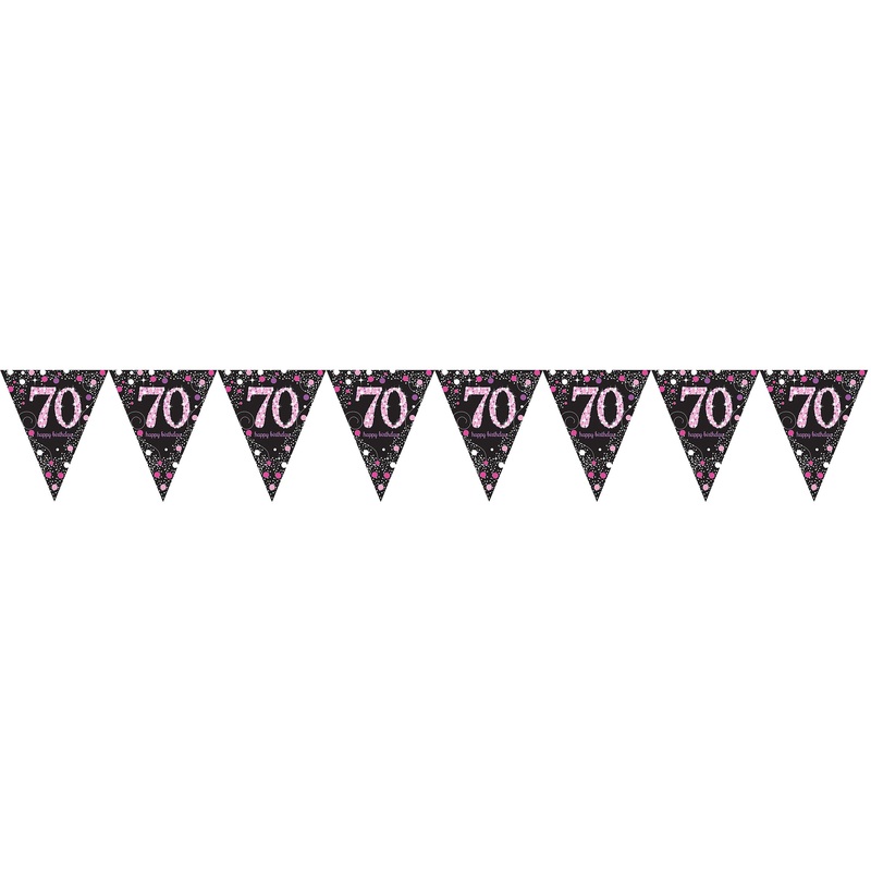 Pink 70th Birthday pennant chain 4m