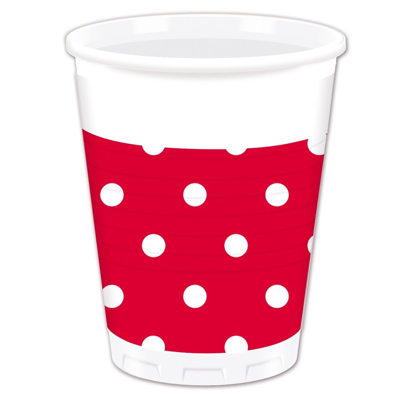 10 Mix Patterns dots cups red 200ml