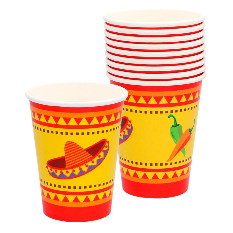 10 paper cups Mexican Fiesta 250ml