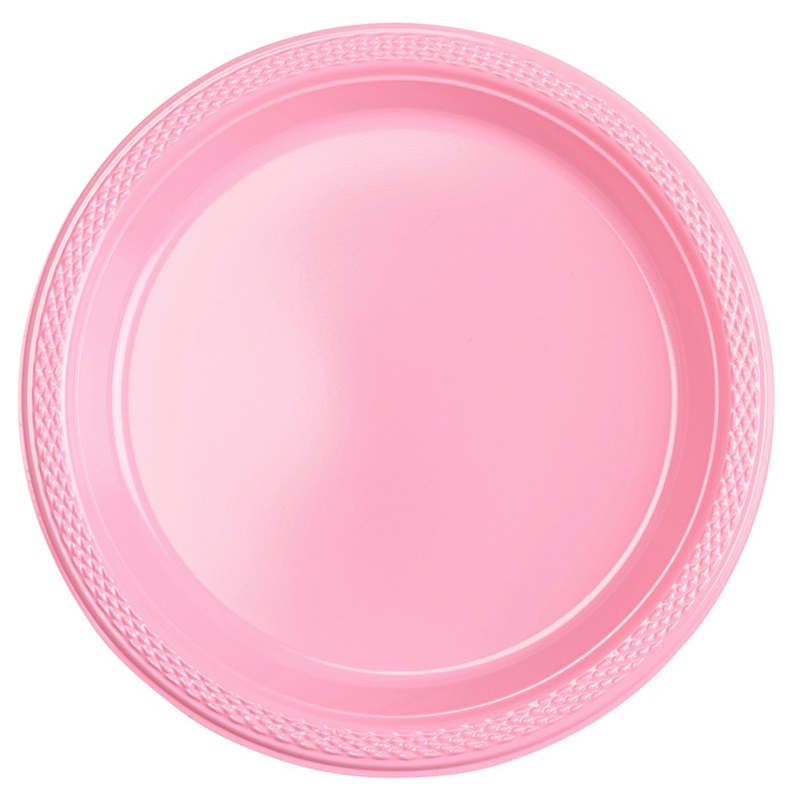 10 plastic plates Mila light pink 23cm