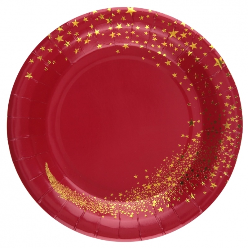 10 red La magie de Nol plates 22.5cm