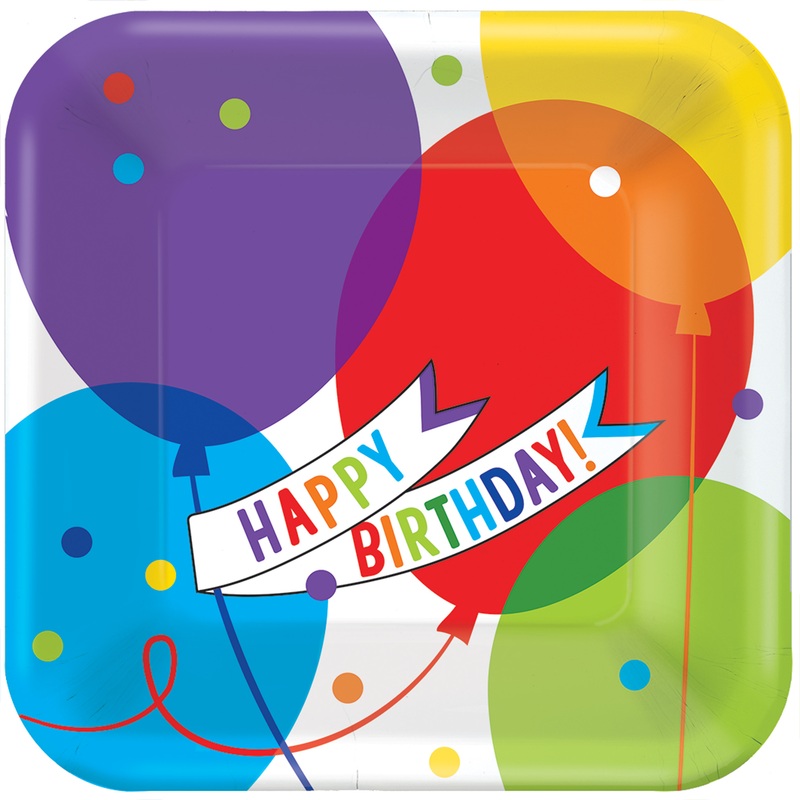 18 Balloon Surprise paper plates 18cm