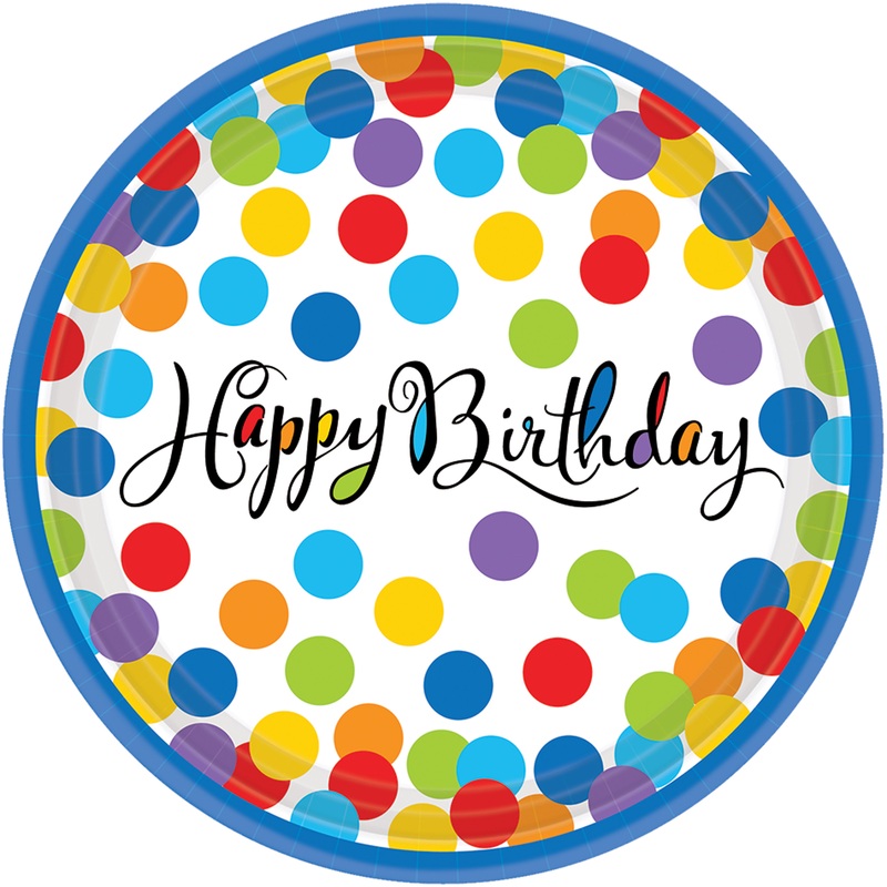 18 confetti party paper plates 18cm