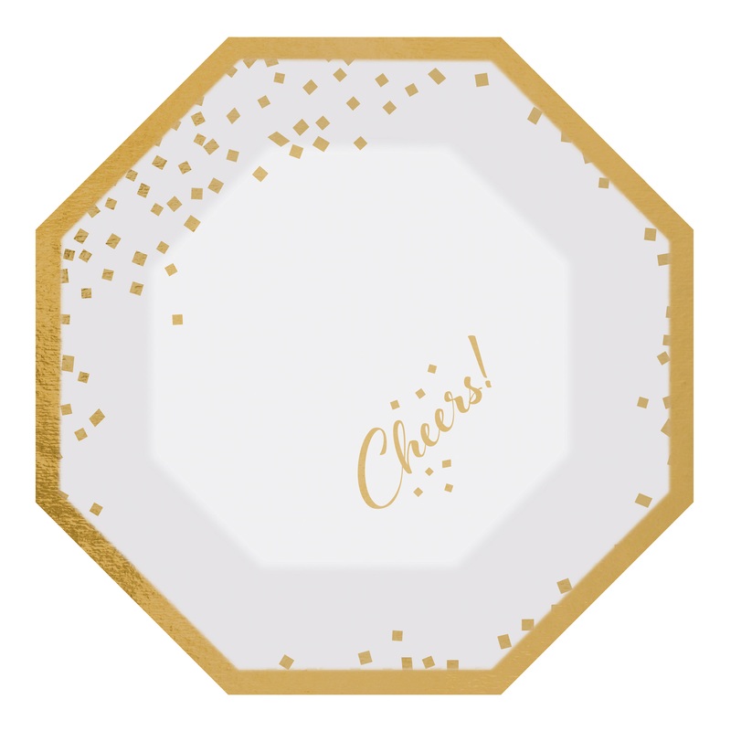 6 Golden Wishes paper plates 20cm