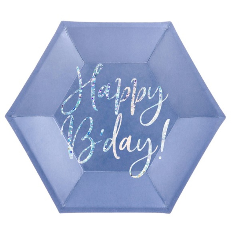 6 purple birthday paper plates 20cm
