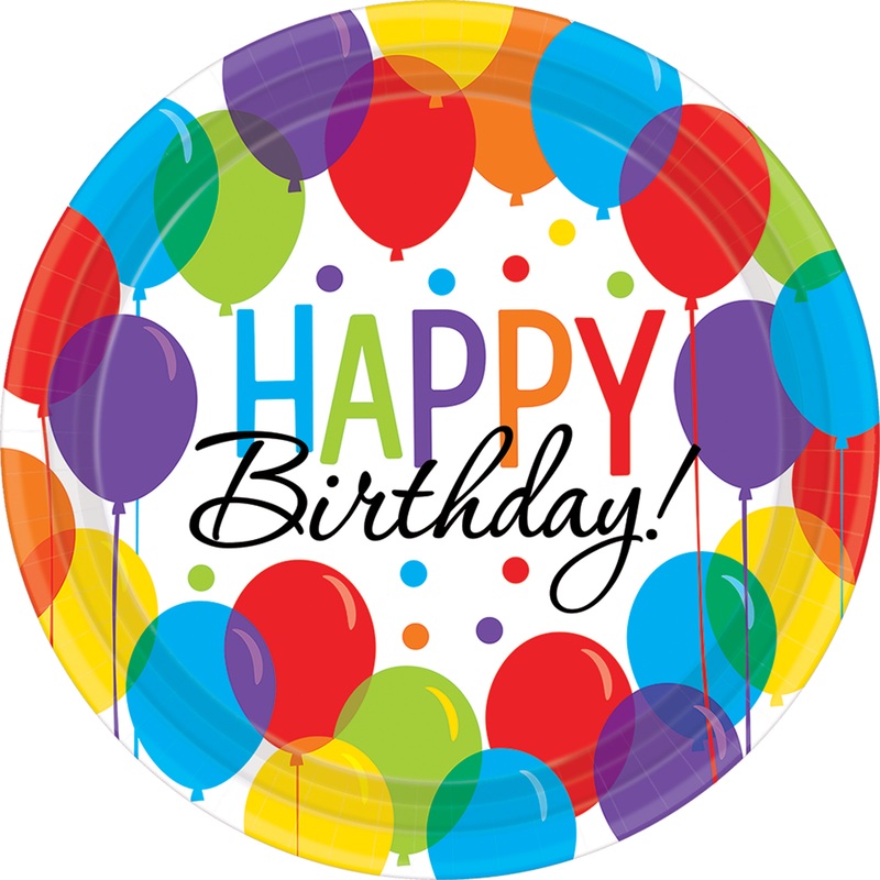 60 birthday balloon party paper plate 18cm