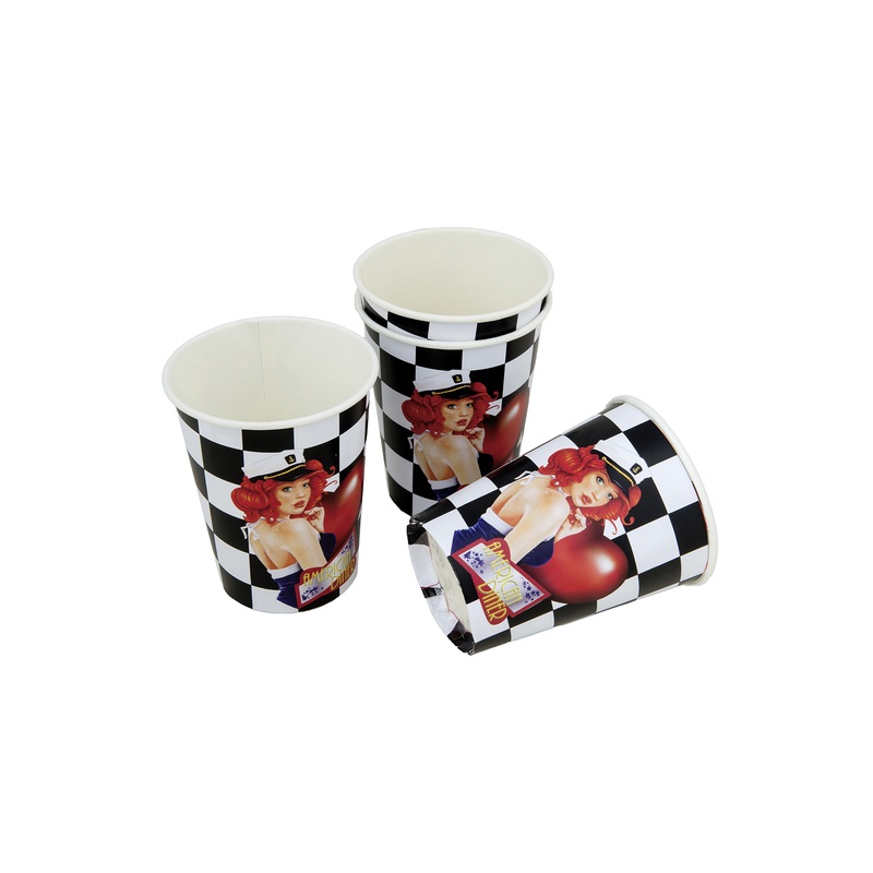 8 American Diner paper cups 200ml