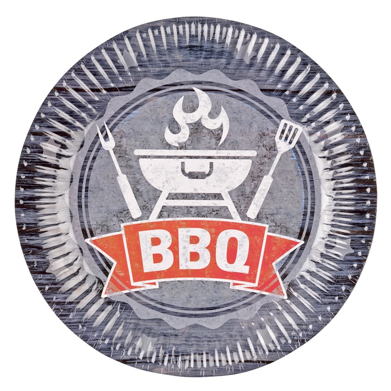 8 BBQ party paper plates 23cm