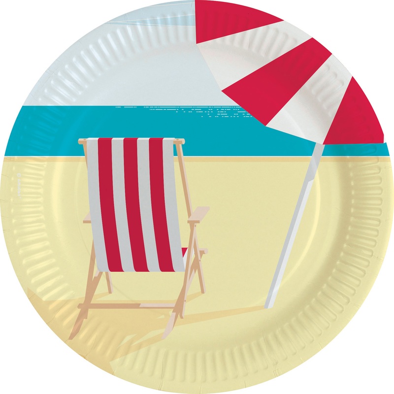 8 beach vacation paper plates 23cm