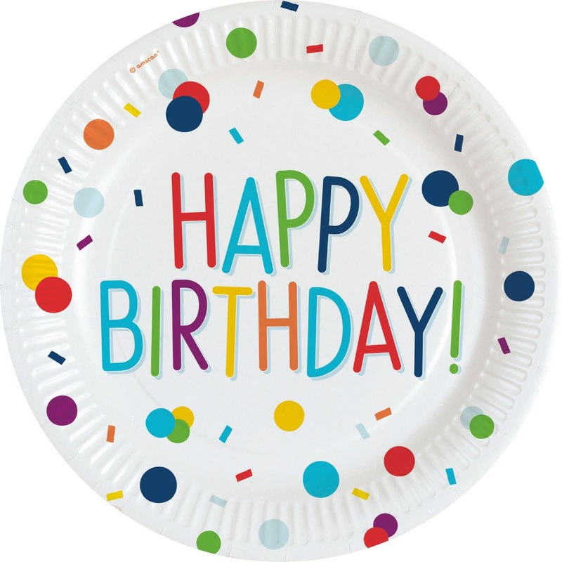 8 confetti party paper plates 23cm