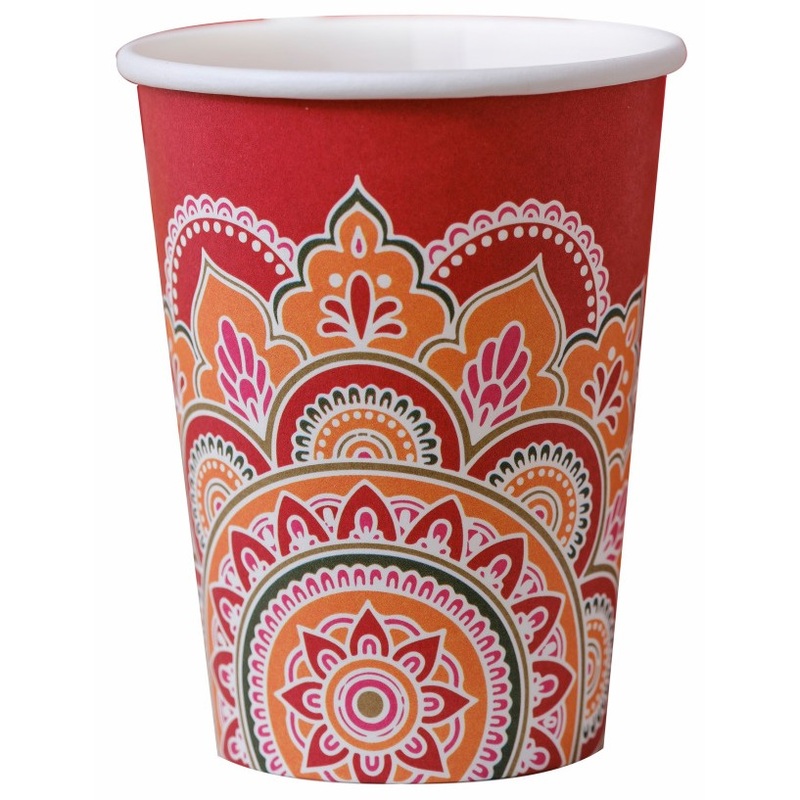 8 Eco colorful Diwali paper cups 250ml