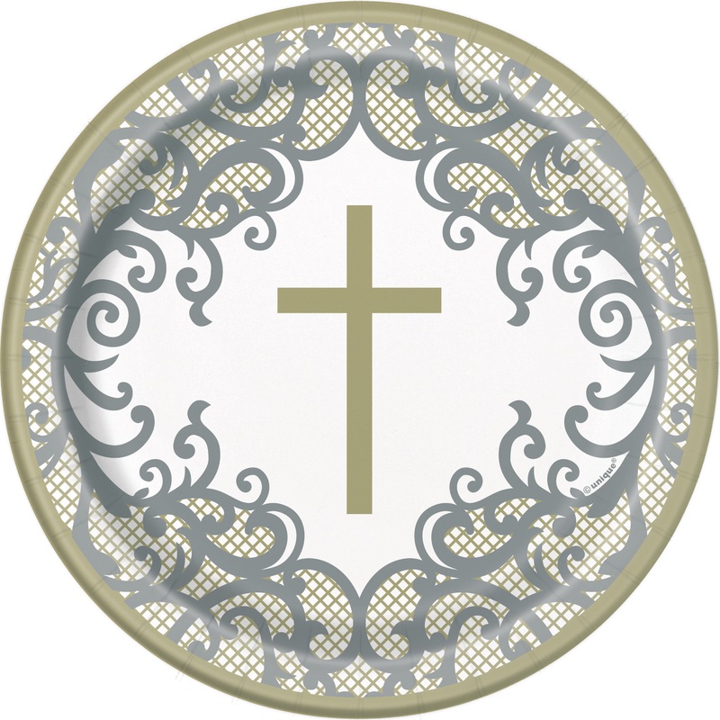 8 Festive Church paper plates 18cm
