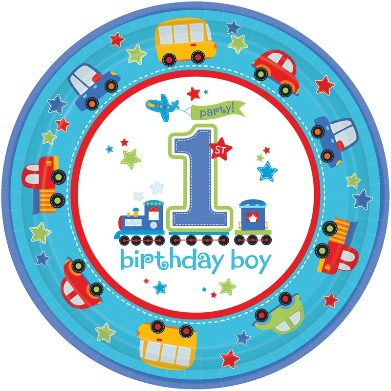 8 first birthday round paper plates