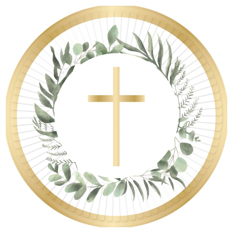 8 Floral Church paper plates 23cm