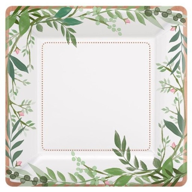 8 flowering love paper plates 18cm