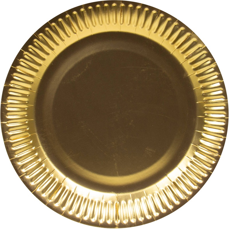 8 gold disposable metallic plates 23cm
