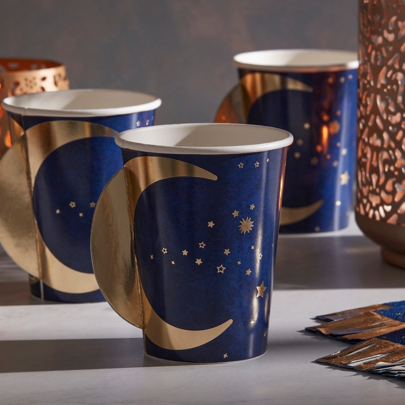 8 Gold Moon Eid Mubarak mugs 250ml