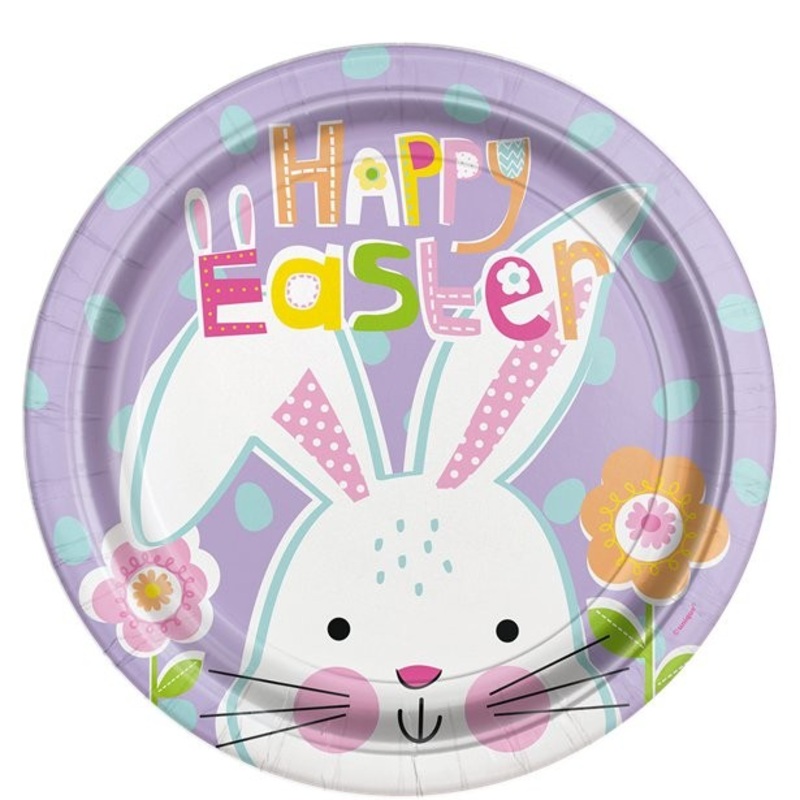 8 Happy Easter paper plates 22cm