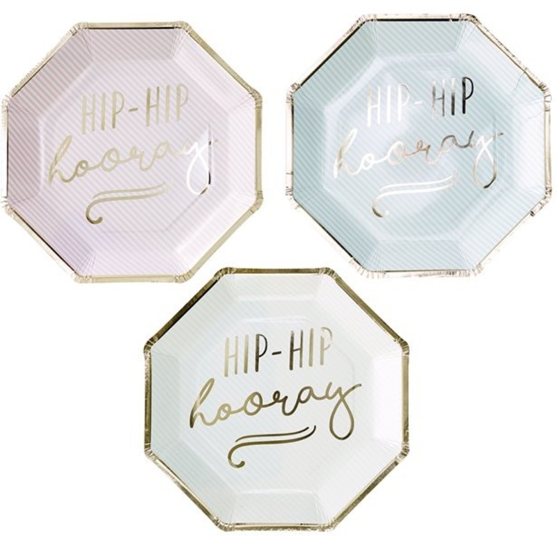 8 Hip Hip Hoorey paper plates 25cm