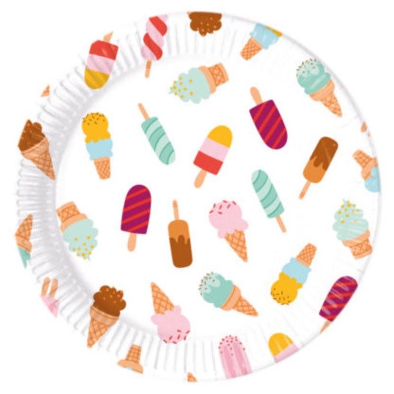 8 ice cream paper plates 23cm