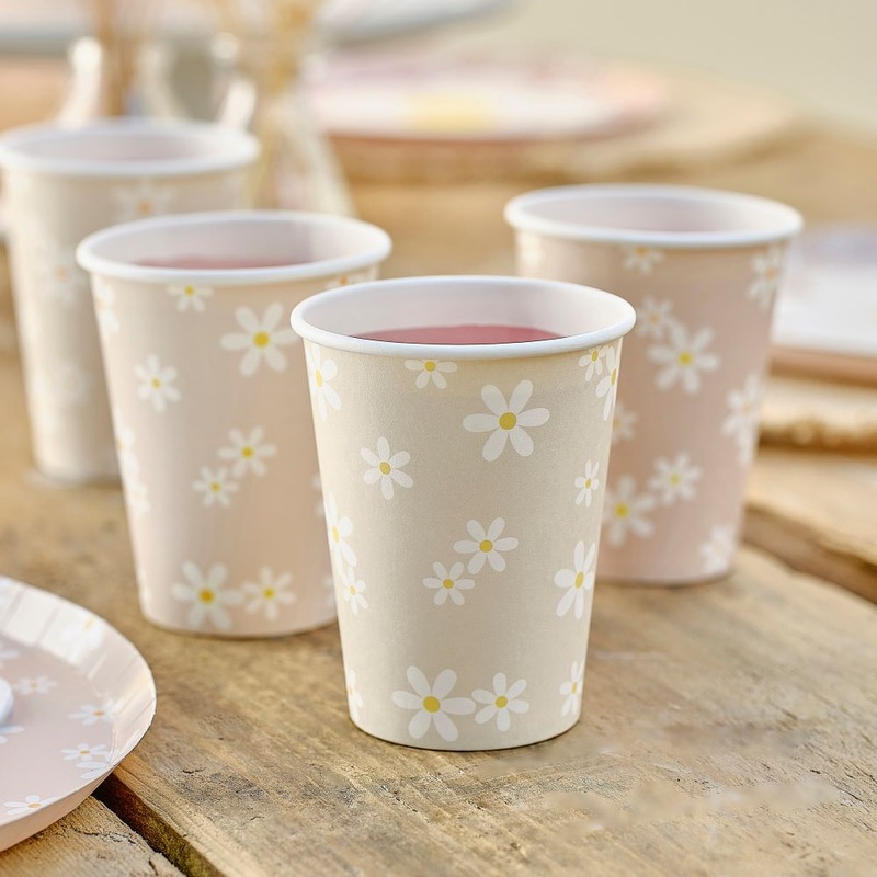 8 Little Flower paper cups 250ml