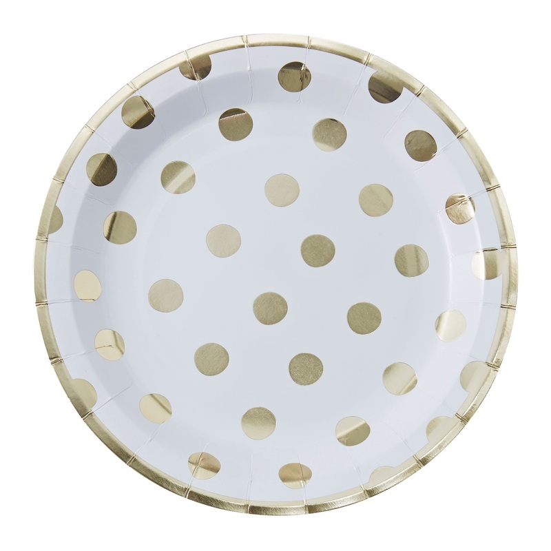 8 Mix & Match points paper plate gold 23cm