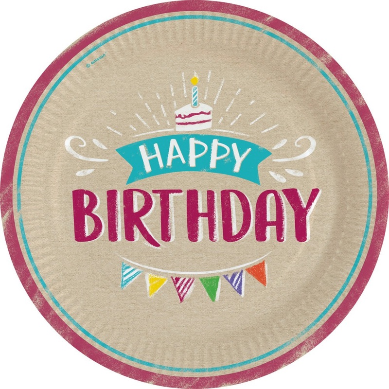 8 paper plates Birthday Wishes 23cm