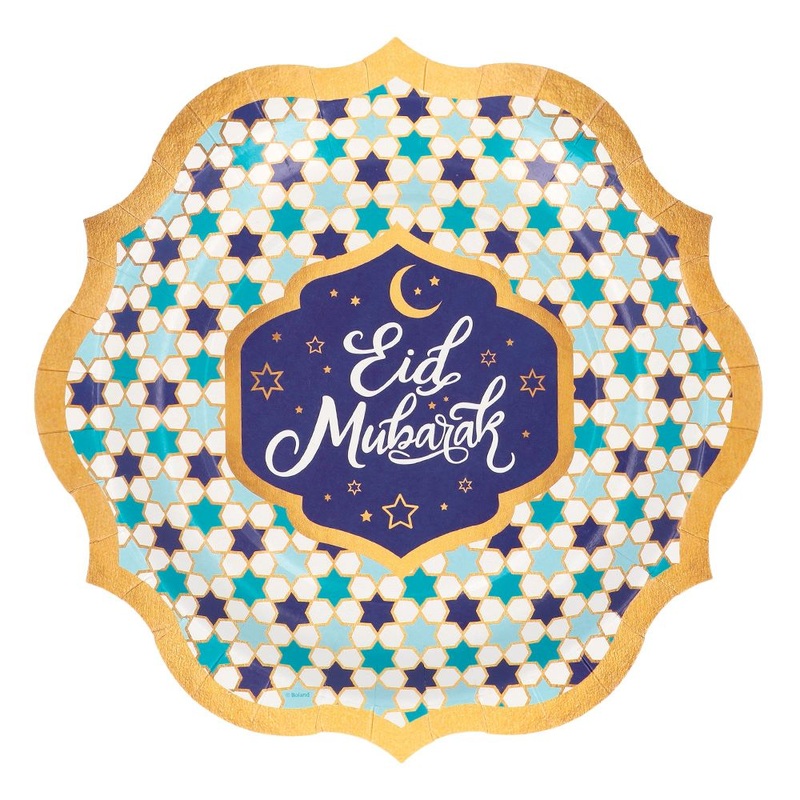 8 paper plates Happy Eid 23cm