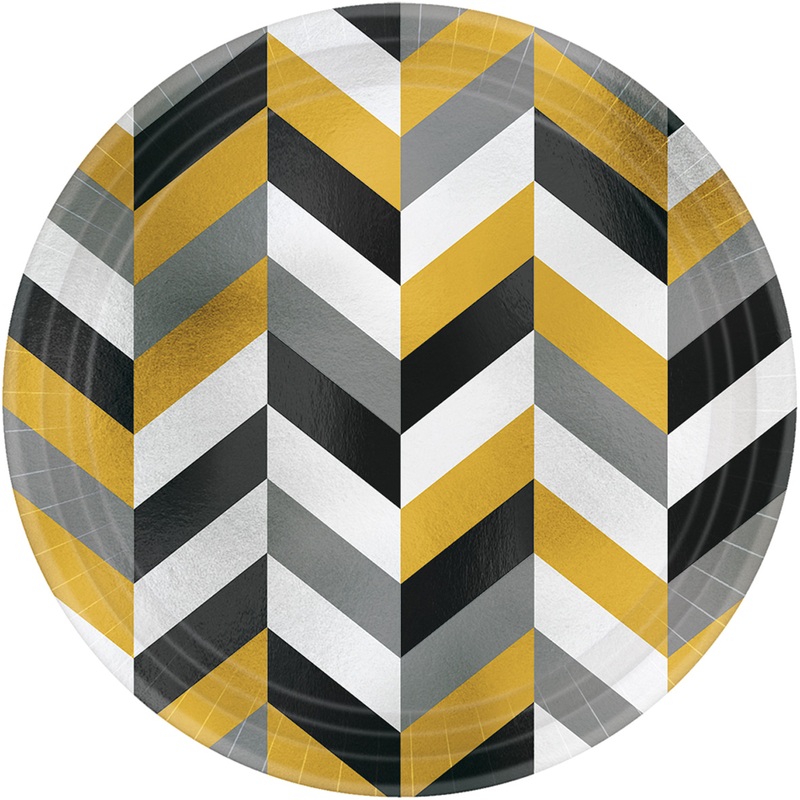 8 paper plates Partytime Metallic 17.7cm