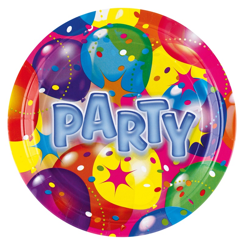8 party fun paper plates 23cm