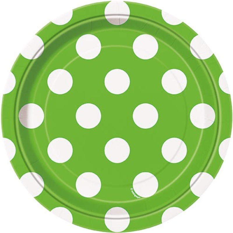 8 party plates Tiana Kiwi Green Dotted 18cm