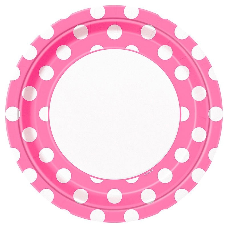 8 party plates Tiana pink dotted 23cm