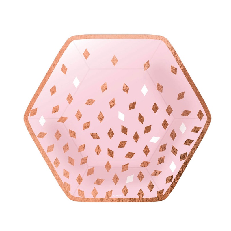 8 plates glitter rose gold 23cm