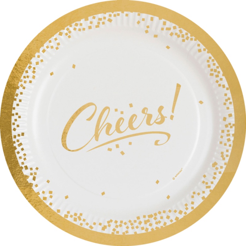 8 plates Golden New Year Cheers 23cm