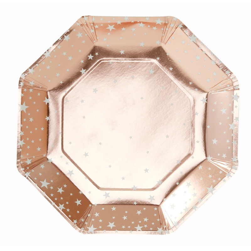 8 rose gold metallic magic plates 25cm