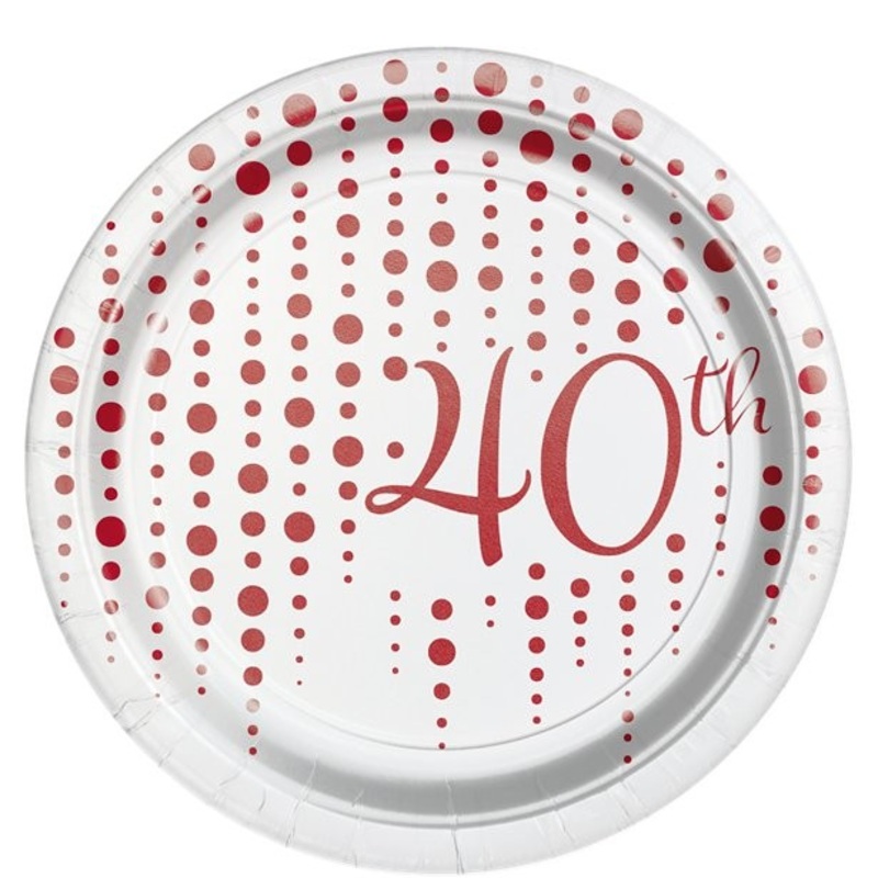 8 ruby wedding paper plates 17cm