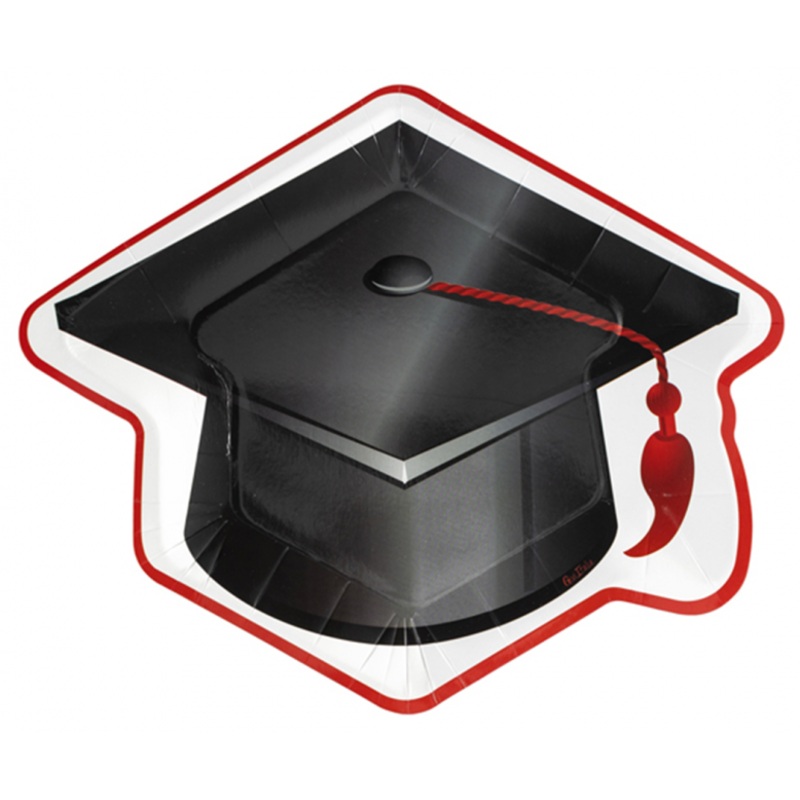 8 student caps paper plates