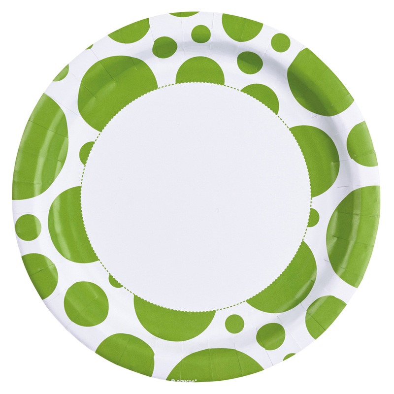 8 sweet dots paper plate kiwi green 23cm