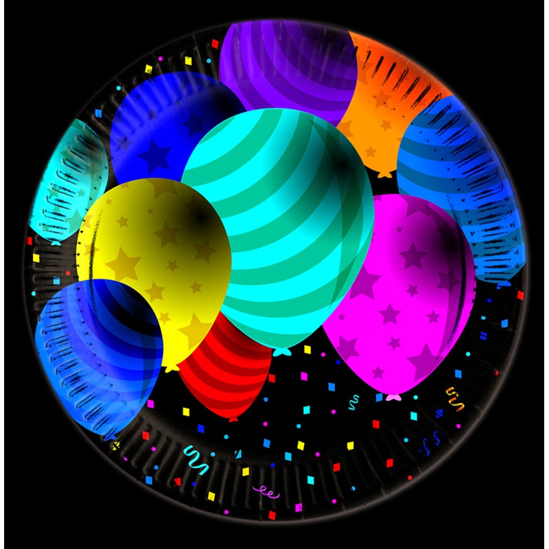 8 turbulent party paper plates 23cm