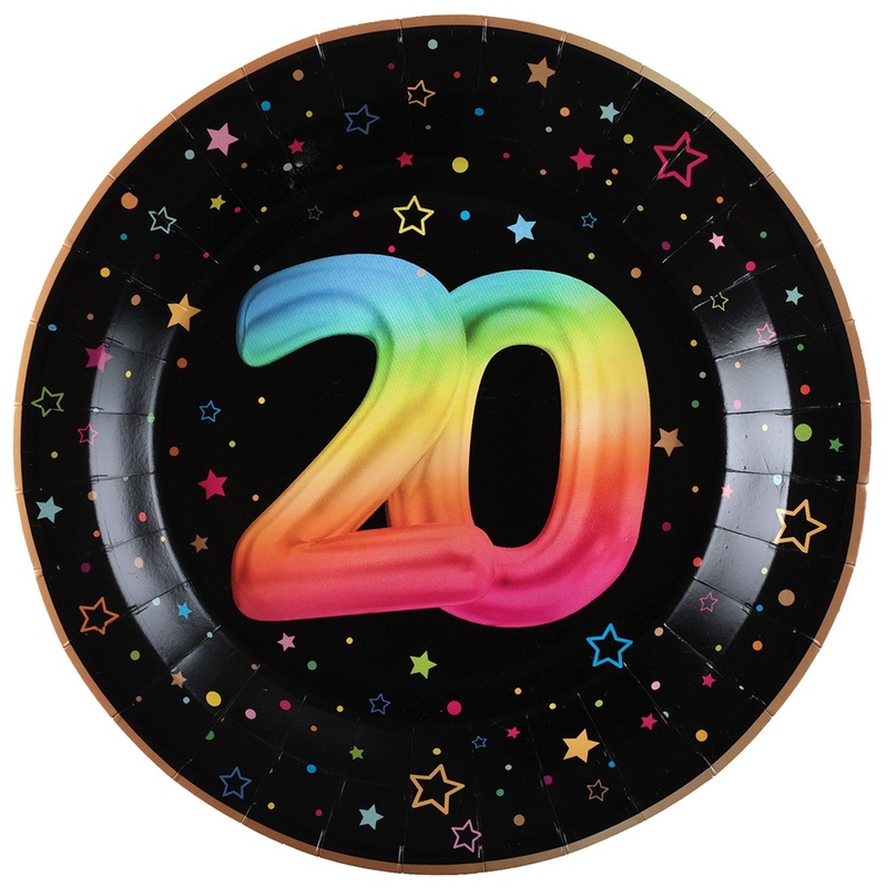 Number 20 Festicolor paper plates 22.5cm
