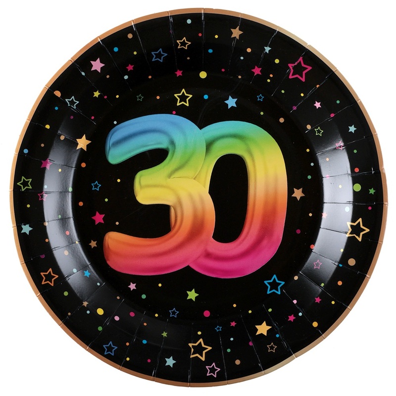 Number 30 Festicolor paper plates 22.5cm